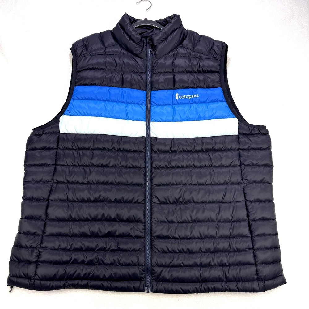 Cotopaxi Fuego Down Vest Men 2XL Black Quilted Colorblock Full Zip 800 Down Fill